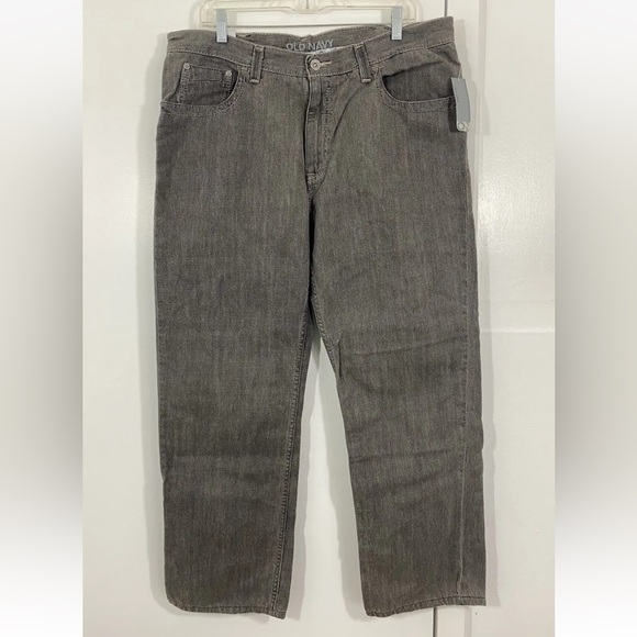 Old Navy Gray Straight Leg Denim Jeans 100% Cotton Size 36x30 - Picture 2 of 6